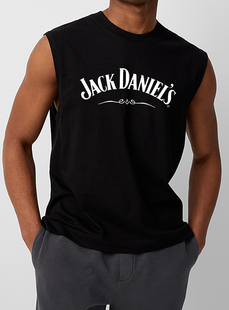 Men Round Neck Black Sleeveless T-Shirt