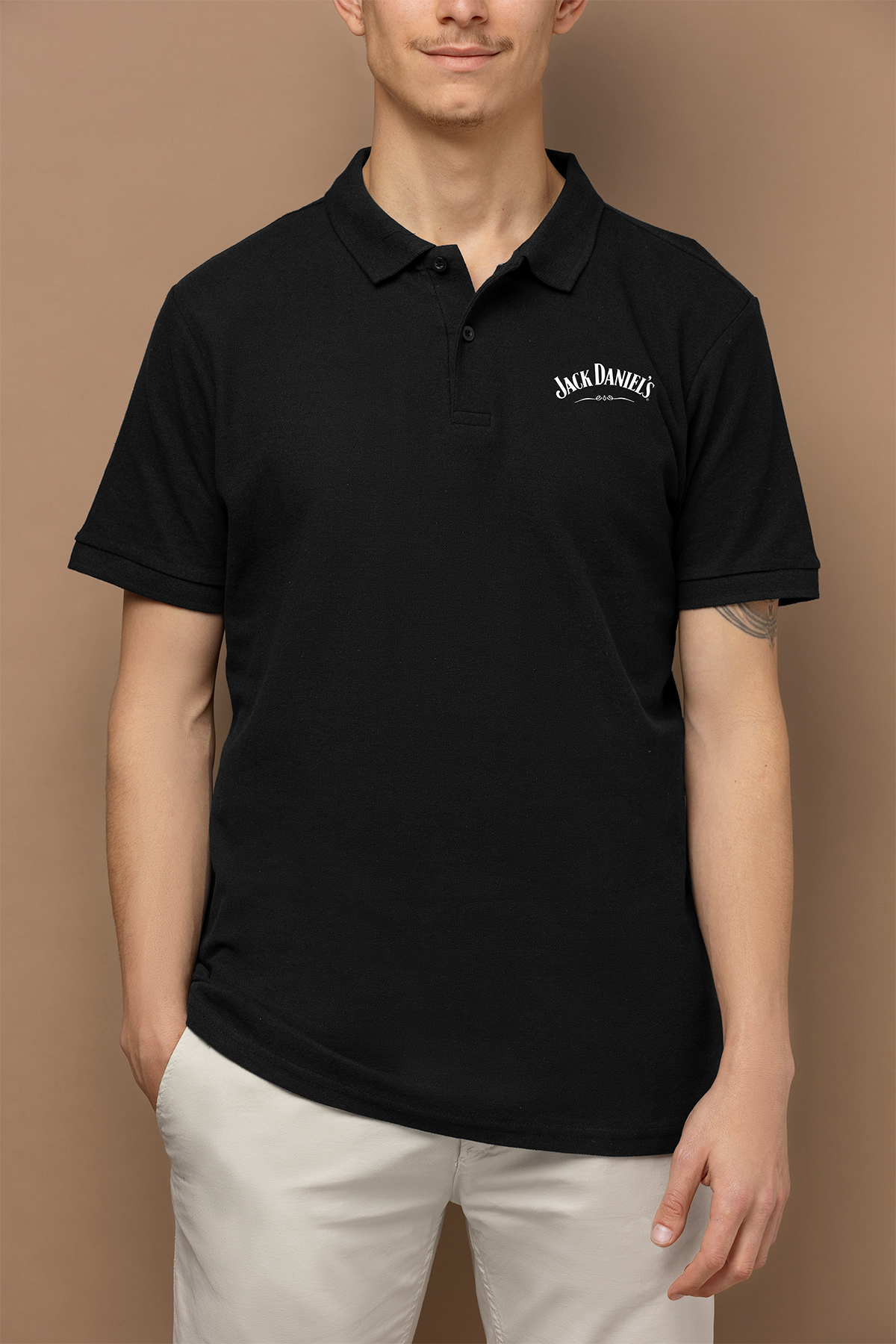 Men Polo Neck Black T-Shirt