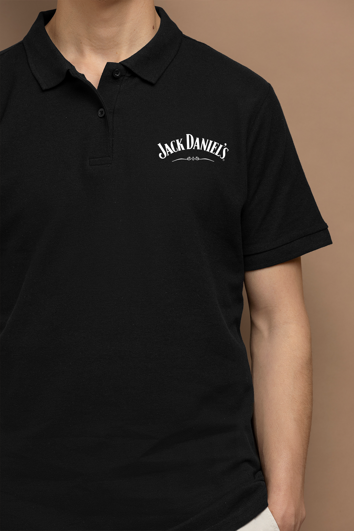 Men Polo Neck Black T-Shirt