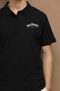 Men Polo Neck Black T-Shirt