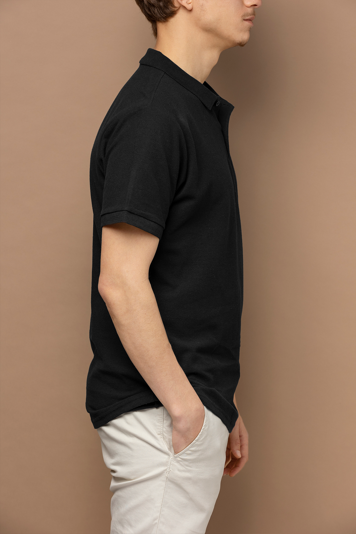 Men Polo Neck Black T-Shirt